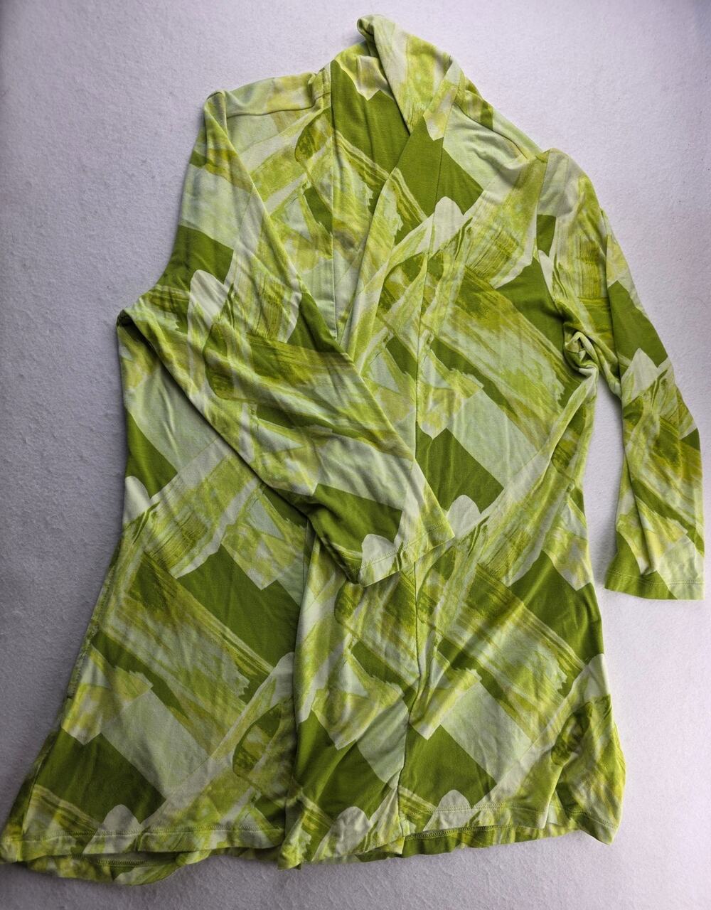 H Halston 2 Piece Green Abstract Top Size Small
